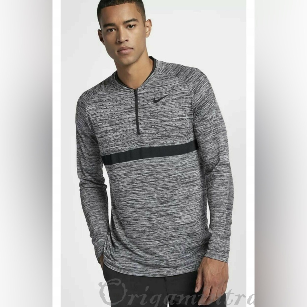 Nike Golf half zip heathered grey and black athletic pullover